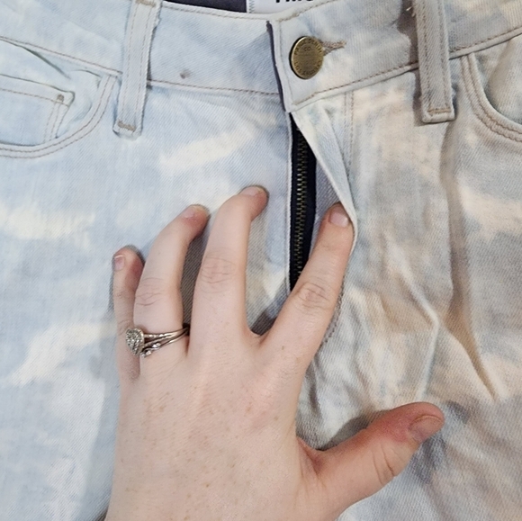 Paige‎ Hoxton Ankle Peg Step Hem Flaw Straight Leg Women 26 Tie Dye Splotch Jean - Picture 3 of 11